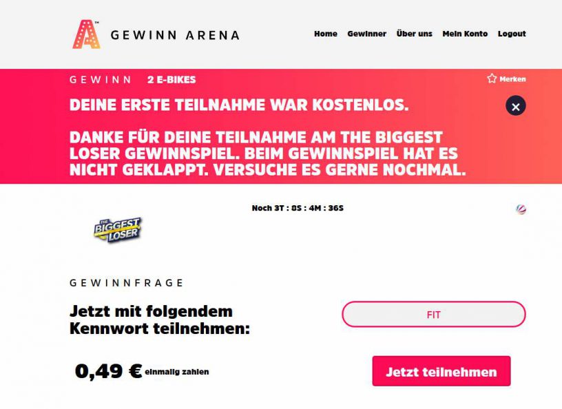 GewinnArena von ProSieben & Sat.1 im Test GewinnspielTest.de