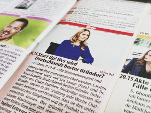 TV-Zeitschrift Ausschnitt Start Up! Wer wird Deutschlands bester Gründer
