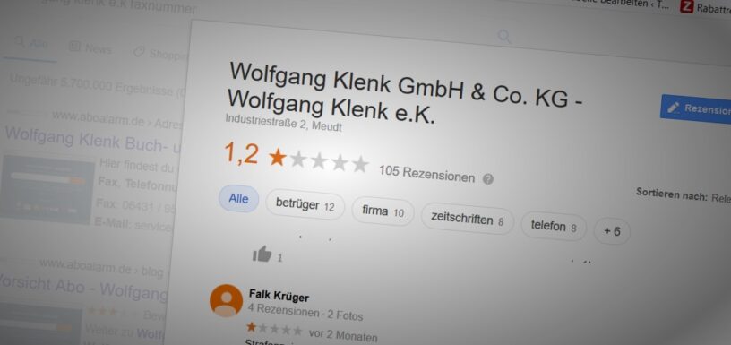 Wolfgang Klenk Google Rezensionen