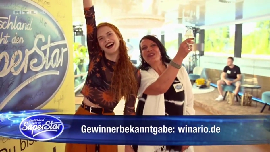 Einblendung bei Deutschland sucht den Superstar: "Gewinnerbekanntgabe: winario.de"